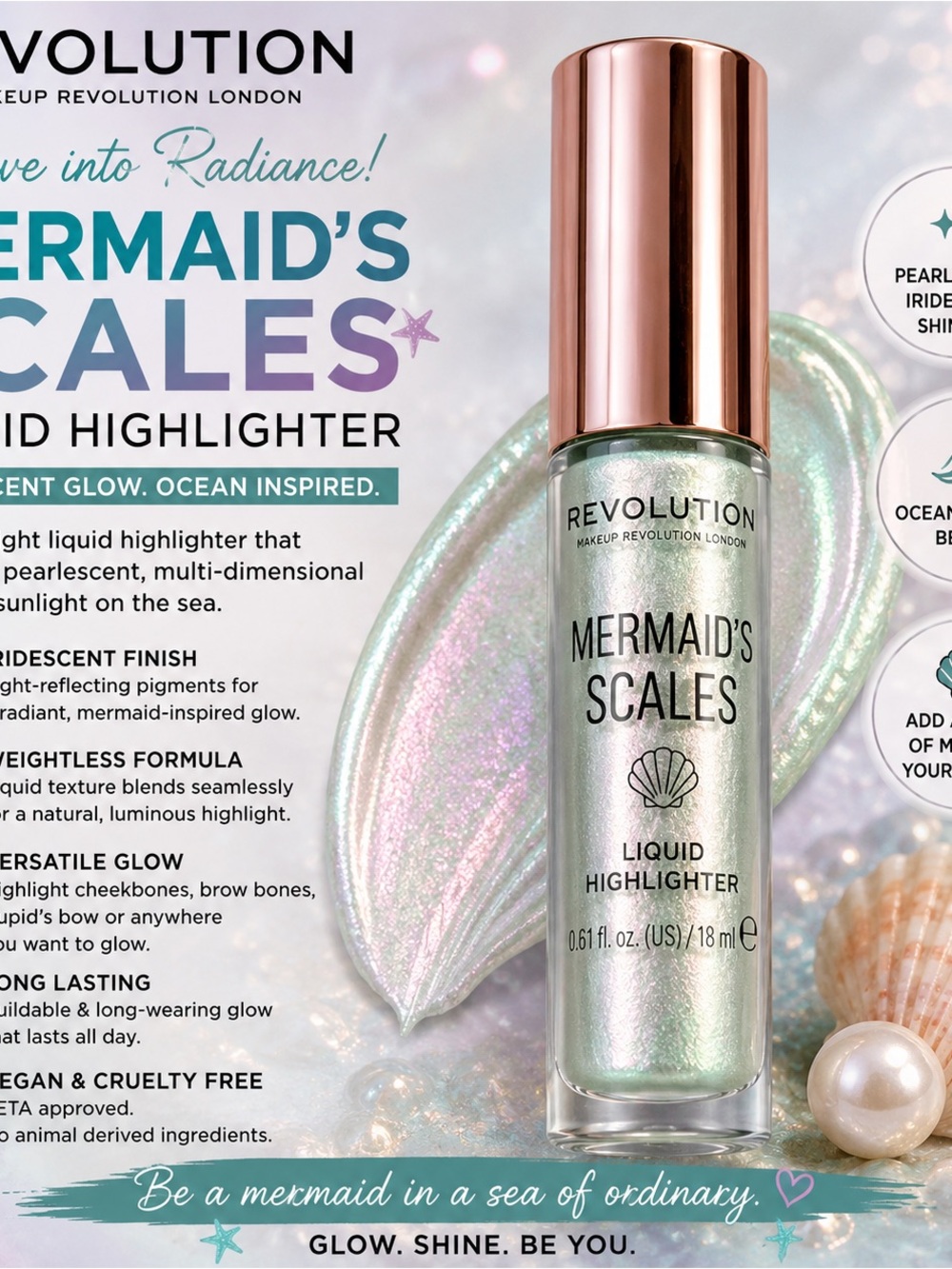 Revolution Mermaid's Scales Liquid Highlighter - Iridescent Green & Pink